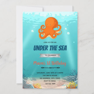 Oktopus unter der Meeresgeburtseinladung Einladung