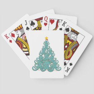 Oktopus-Weihnachtsbaum-Santa-Hut-Weihnachtsbeleuch Spielkarten