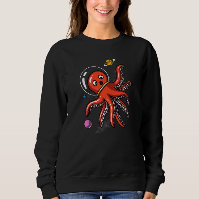 Oktopus-Weltraum-Astronautin Kosmische Science Fic Sweatshirt (Vorderseite)