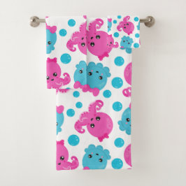 Oktopusmuster, Niedlicher Oktopus, Meerestiere Badhandtuch Set