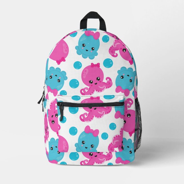Oktopusmuster, Niedlicher Oktopus, Meerestiere Bedruckter Rucksack (Vorderseite)