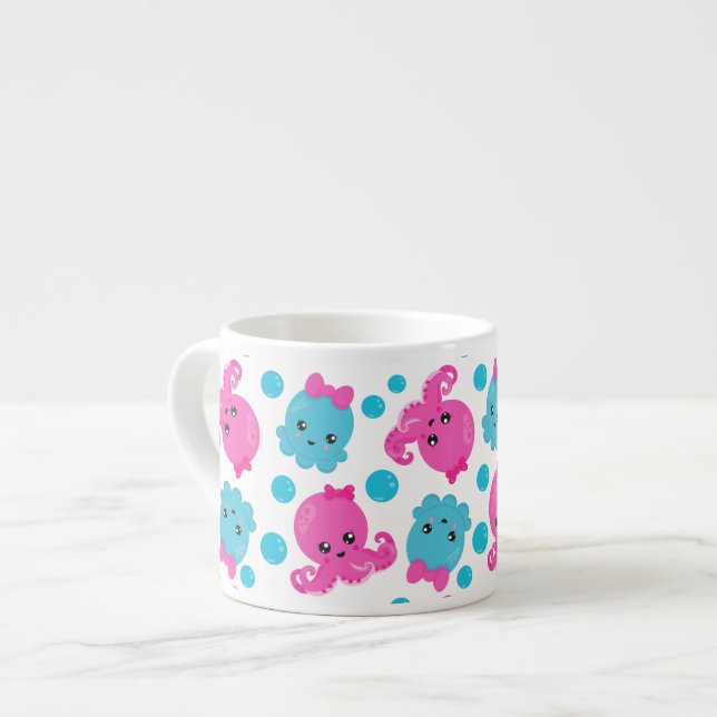 Oktopusmuster, Niedlicher Oktopus, Meerestiere Espressotasse (Vorderseite Links)