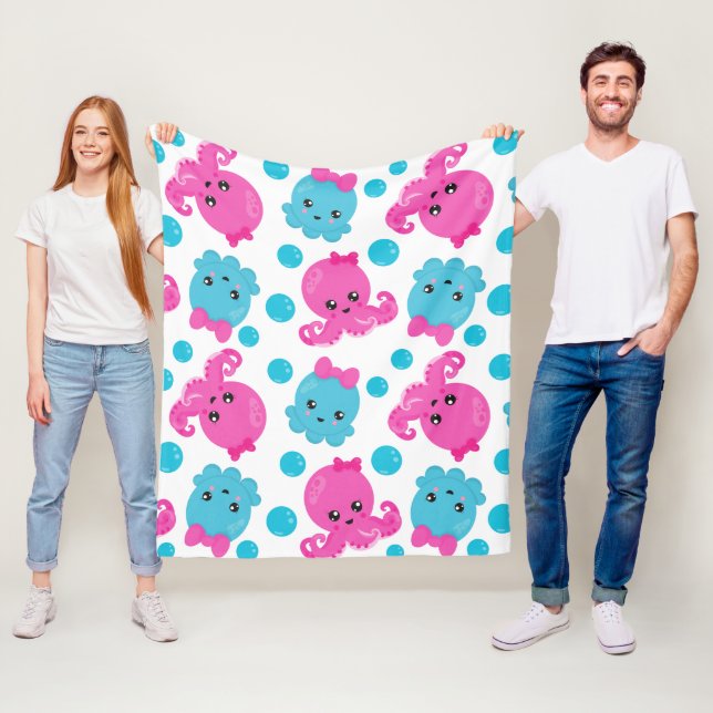 Oktopusmuster, Niedlicher Oktopus, Meerestiere Fleecedecke (Beispiel)
