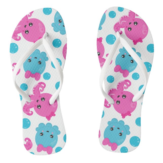 Oktopusmuster, Niedlicher Oktopus, Meerestiere Flip Flops (Fußbett)