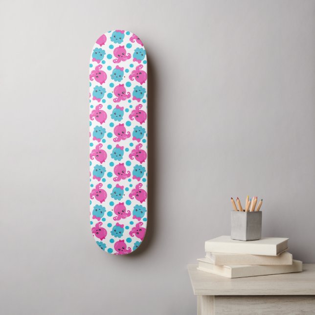 Oktopusmuster, Niedlicher Oktopus, Meerestiere Skateboard (Wandkunst)