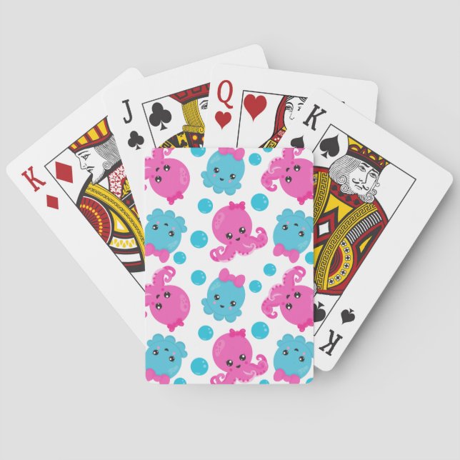 Oktopusmuster, Niedlicher Oktopus, Meerestiere Spielkarten (Rückseite)