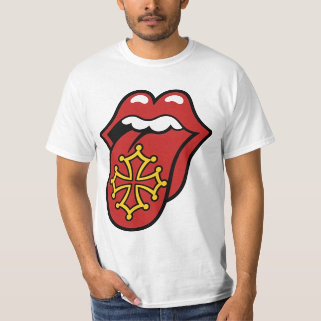 Okzitanien Rock Zunge - Okzitanisches Kreuz T-Shirt (Vorderseite)