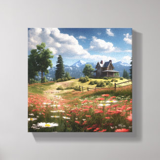 Öl auf Leinwand Druckfeld Wildblume
