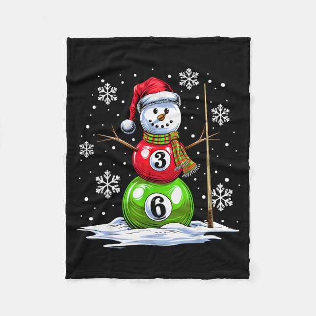 Ol Game Snowman Billiards Player Funny Christmas  Fleecedecke (Vorderseite)