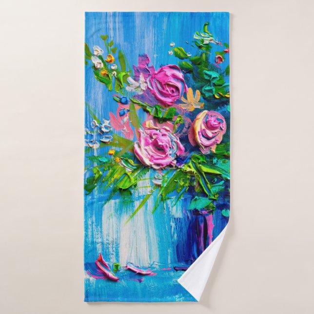 Öl malt einen Strauß Rose. Impressionistin Badehandtuch (Badehandtuch)