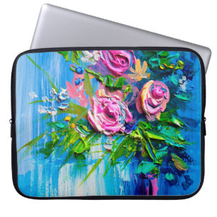 Öl malt einen Strauß Rose. Impressionistin Laptopschutzhülle