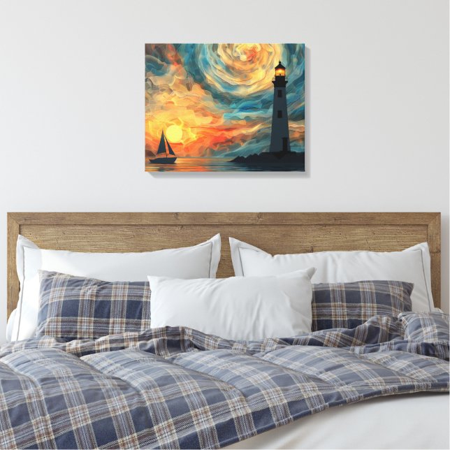 Öl Paint Sunset Lighthouse Leinwanddruck (Insitu (Schlafzimmer))