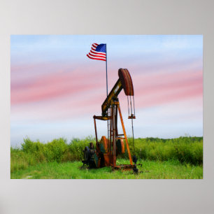 Öl-Pumpe mit amerikanischer Flagge Poster