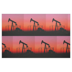 Öl-Pumpen-Jack-Sonnenuntergang-Druck-Gewebe 9" Stoff