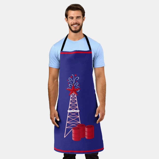 Öl-Rig-Derrick mit Barrels Schürze (Getragen)