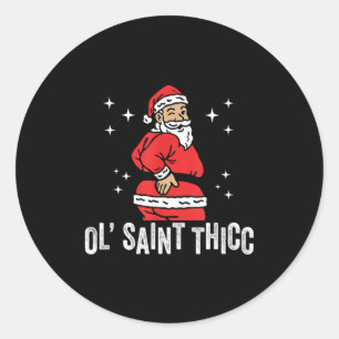 Ol' Saint Thicc, Lustiger Retro Weihnachtsmann Twe Runder Aufkleber