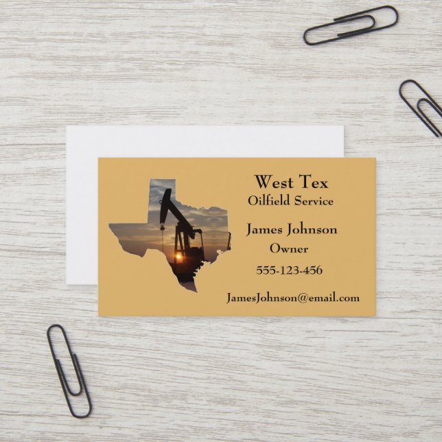Öl-und Gas-Industrie-Visitenkarte-Texas-Form Visitenkarte (Vorderseite/Rückseite Beispiel)