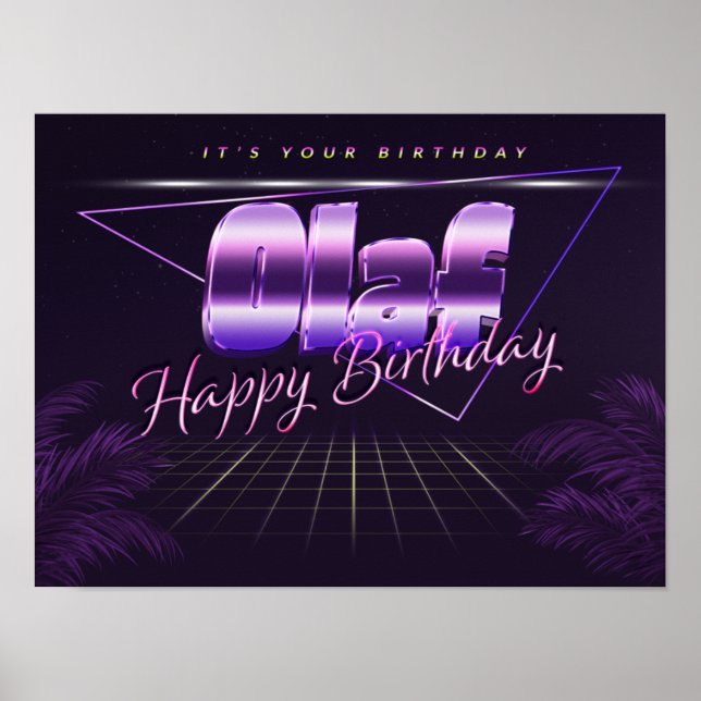 Olaf Name Vorname lila retro Geburtstag Poster (Vorne)