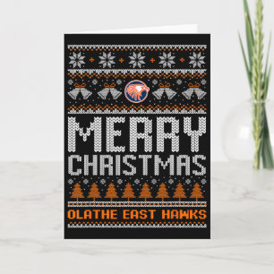Olathe East Hawks Logo Frohe Weihnachten hässlich  Karte