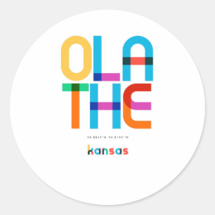 Olathe Kansas Mid Century, Pop Art, Runder Aufkleber
