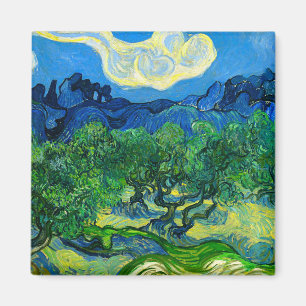 Ölbäume von Van Gogh in einer bergigen Landschaft Magnet