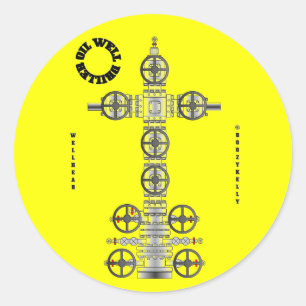 Ölbohrer, Wellkopf, Aufkleber, Ölfeld, Öl Runder Aufkleber