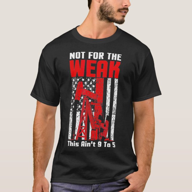 Ölbohrinsel mit US-Flagge - Ölindustrie T-Shirt (Vorderseite)