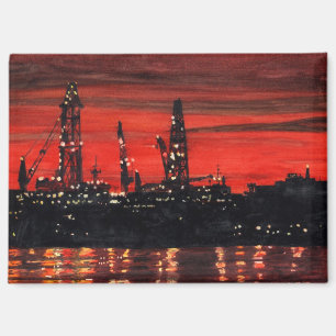 Ölbohrinseln bei Nacht Magnet