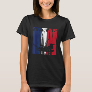 Ölbohrturm Texas US-Flaggen-Ölfeld-Bohrinsel T-Shirt