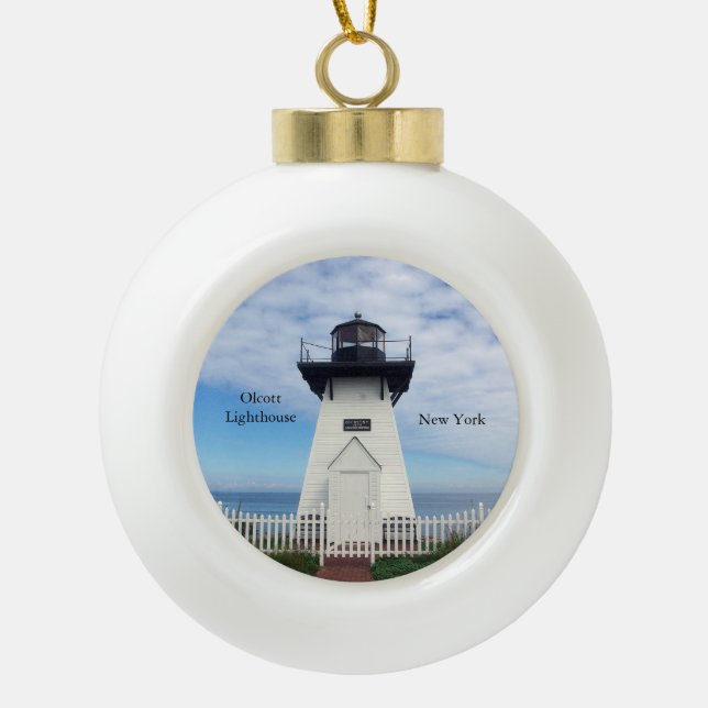 Olcott Lighthouse Ball oder Schneeflocke Keramik Kugel-Ornament (Vorderseite)