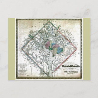 Old 1862 Washington District of Columbia Map Postkarte