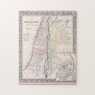 Old 1864 Historic State of Palestine Map