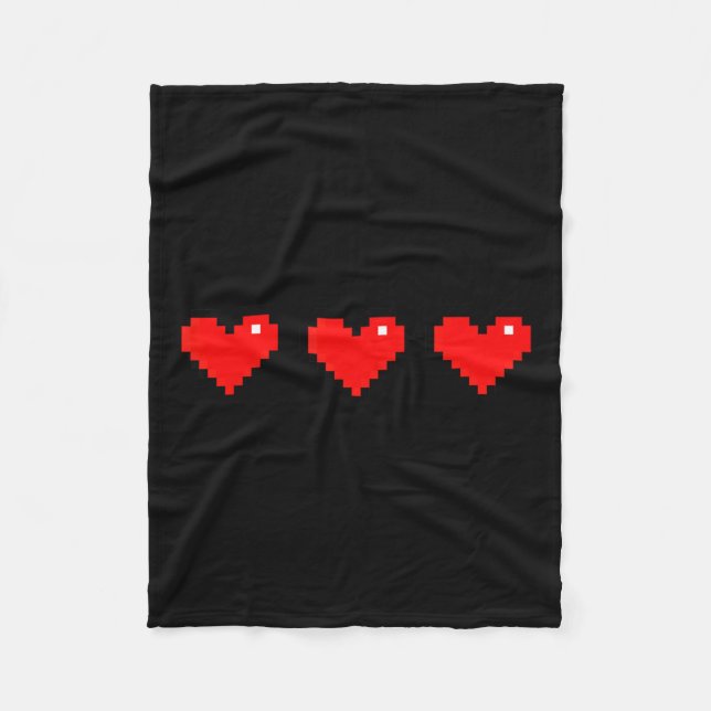 Old 8 Bit Heart Arcade Retro Xel Gamer Valentine's Fleecedecke (Vorderseite)