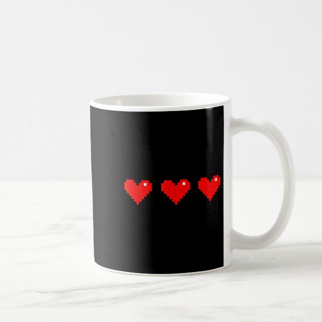 Old 8 Bit Heart Arcade Retro Xel Gamer Valentine's Kaffeetasse (Rechts)
