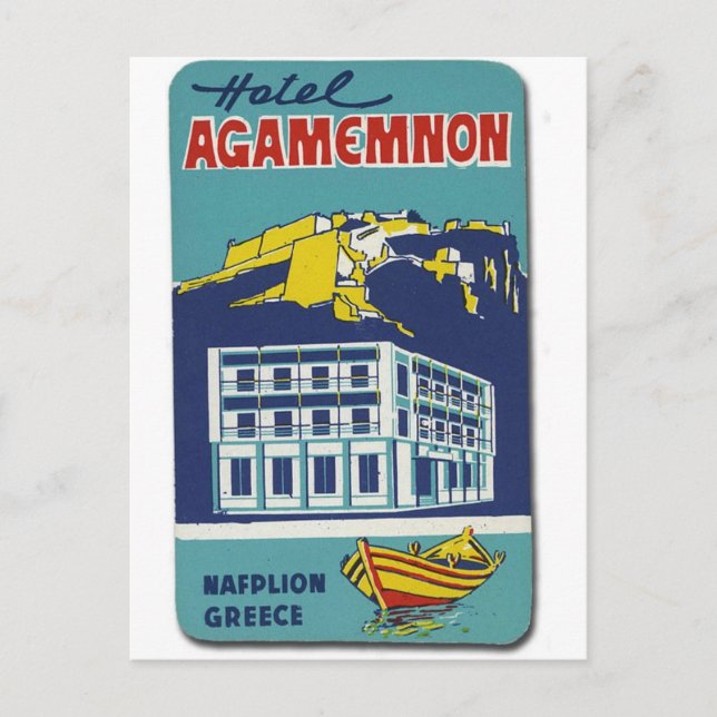 Old Advert Nafplio Griechenland Hotel Agamemnon Postkarte (Vorderseite)