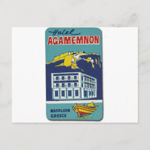 Old Advert Nafplio Griechenland Hotel Agamemnon Postkarte