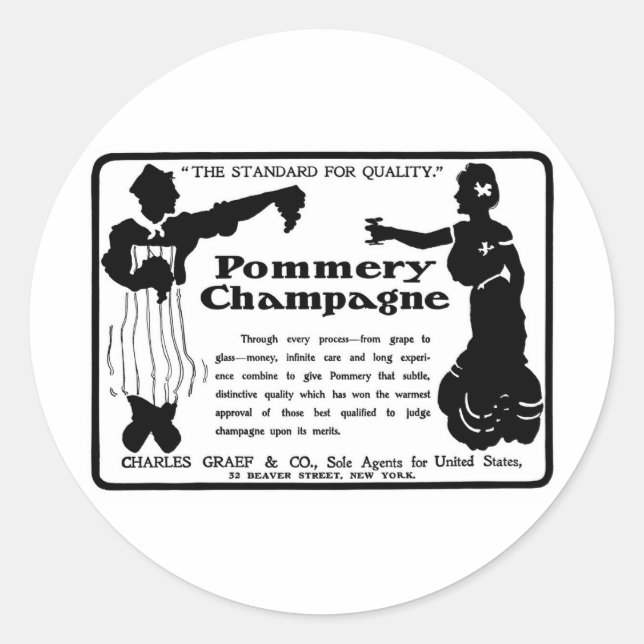 Old Advert Pommery Champagne Runder Aufkleber (Vorderseite)