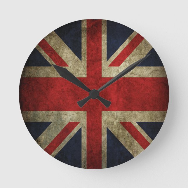 Old Antique UK British Union Jack Flag Runde Wanduhr (Vorderseite)