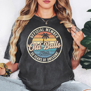 Old Balls Club 50 Jahre Retro Sonnenuntergang Palm T-Shirt