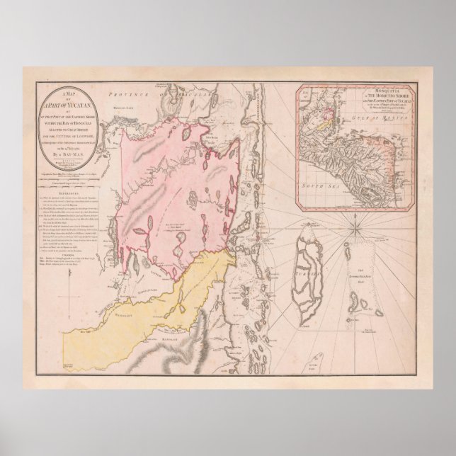 Old Belize Map (1786) Poster (Vorne)