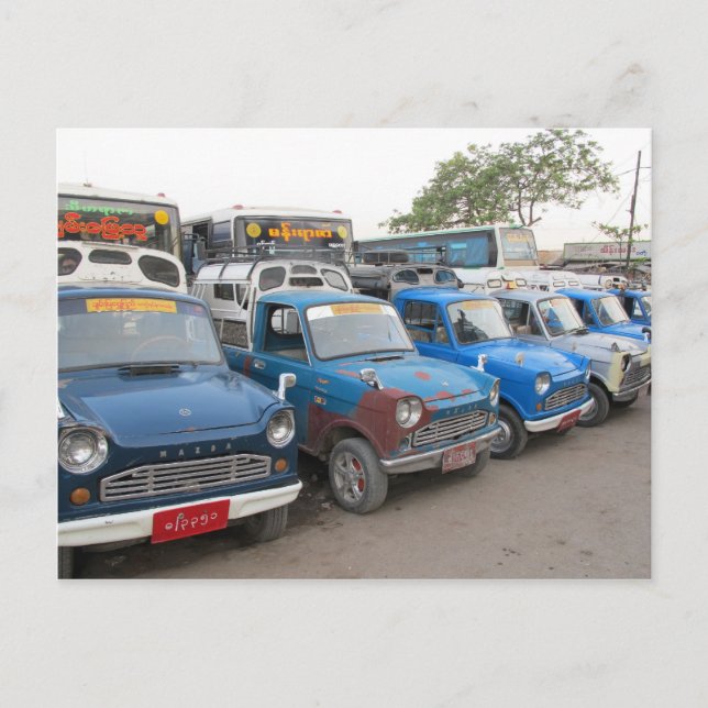 Old Blue Mazdas Taxis Postkarte (Vorderseite)