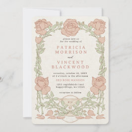 Old Book Rose Rahmen Hochzeit Einladung