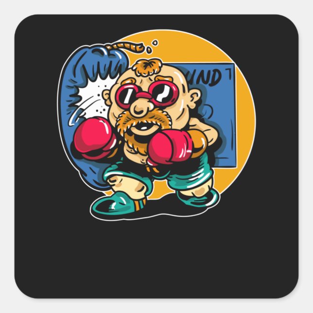 Old Boxer Quadratischer Aufkleber (Vorderseite)