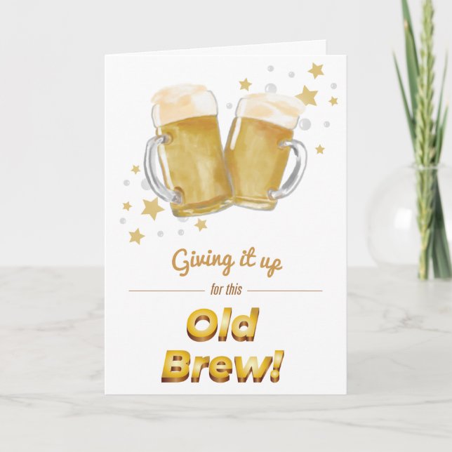 “Old Brew” Punny Beer Birthday Card Karte (Vorderseite)