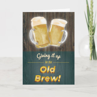 “Old Brew” Punny Beer Wood Birthday Card Karte