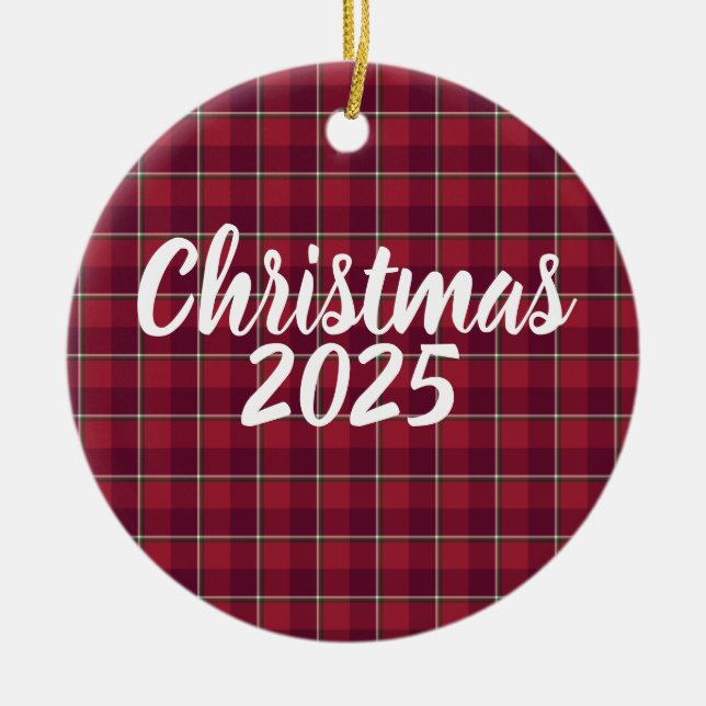 Old Brick and Cab Sav Plaid Christmas 2025 Keramik Ornament (Vorne)