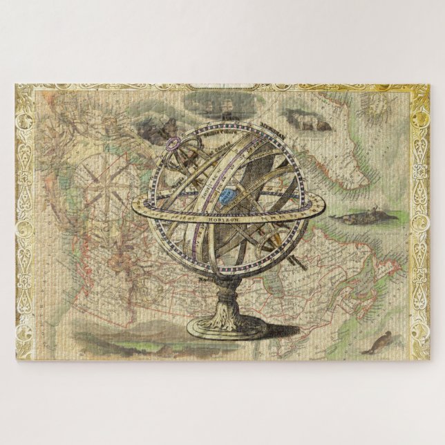 Old British America Explare Polar Bear Compass Map (Horizontal)