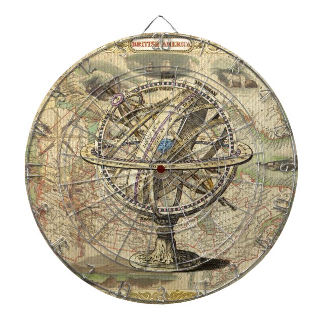 Old British America Explare Polar Bear Compass Map Dartscheibe (vorne)