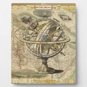 Old British America Explare Polar Bear Compass Map Fotoplatte