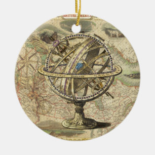 Old British America Explare Polar Bear Compass Map Keramik Ornament